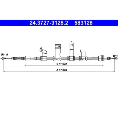 Billede af ATE 24.3727 3128.2 Håndbremsekabel 1838