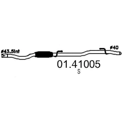 Billede af MTS 01.41005 Udstødningsrør 1610 foran til mellemlydpotte FIAT: Panda II Hatchback
