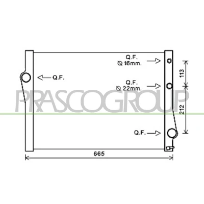Billede af PRASCO BM822R002 Radiator Aluminium 587mm 428mm 40mm med lynkobling Loddet køleripper
