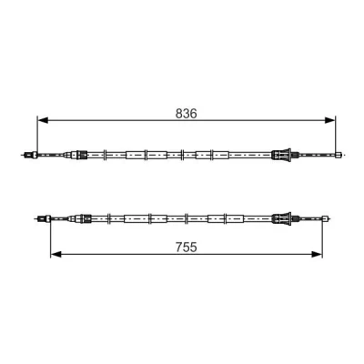 Billede af BOSCH 1 987 482 800 Håndbremsekabel 836, 755 RENAULT: SCENIC 2
