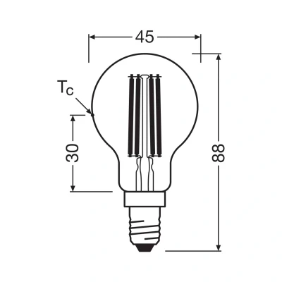 Billede af OSRAM LED filamentpære E14 3,8W 2700K 806lm