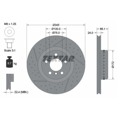 Billede af TEXTAR PRO+ 92265225 Bremseskiver BMW: 3 Touring, 1 Hatchback, 4 Gran Coupe