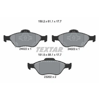 Billede af TEXTAR 2402201 Bremseklodser med akustisk advarsel for slid TOYOTA: Yaris III Hatchback, II Van
