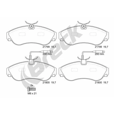 Billede af BRECK 21799 00 703 10 Bremseklodser Inkl. slidadvarselskontakt, med indbygget slidsensor tilbehør FIAT: Ducato II Ladvogn/Chassis, Van