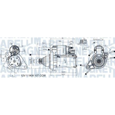 Billede af MAGNETI MARELLI 063721470010 Starter 12 1,1 10 VOLKSWAGEN: GOLF 5, Passat B6 Variant, 6, SKODA: Octavia 2 Combi, II Hatchback, Fabia