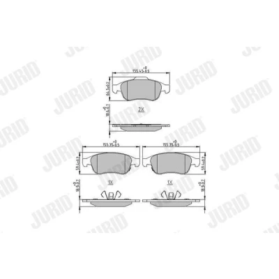 Billede af JURID 573766J Bremseklodser med akustisk advarsel for slid stempelklips uden tilbehør FIAT: 500X, JEEP: Renegade SUV