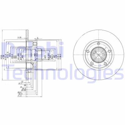 Billede af DELPHI BG2714 Bremseskiver 226 10 5 fuldstændigt olieret ubehandlet uden hjullejer, ABS sensorring VOLKSWAGEN: GOLF 3, Passat B5 Sedan, Corrado
