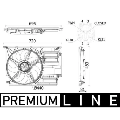 Billede af MAHLE ORIGINAL CFF 531 000P Køleventilator 440 elektrisk med ramme