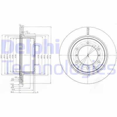 Billede af DELPHI BG4014 Bremseskiver 315 20 6 ventileret olieret ubehandlet uden hjullejer, ABS sensorring HYUNDAI: Terracan
