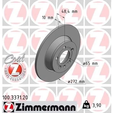 Billede af ZIMMERMANN COAT Z 100.3371.20 Bremseskiver 272 10 6/5 5 100 fuldstændigt coatet AUDI: A1 Sportback, Hatchback