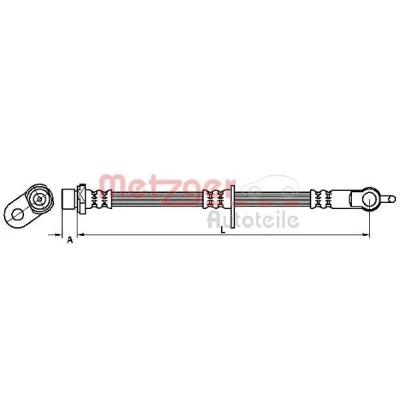 Billede af METZGER 4110116 Bremseslange 499 TOYOTA: Aygo, PEUGEOT: 107 Hatchback, CITROËN: C1 I