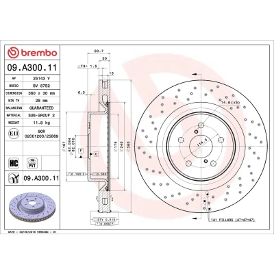 Billede af BREMBO COATED DISC LINE 09.A300.11 Bremseskiver 360 30 5 perforeret/indv. ventileret coatet højkarboniseret LEXUS: IS 2