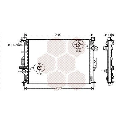 Billede af VAN WEZEL 18002424 Radiator Aluminium 670 460 25 med overløbsrør Loddet køleripper FORD: S Max Mk1, FOCUS 3, MONDEO 4 Turnier