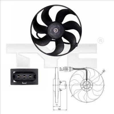Billede af TYC 837 0003 Køleventilator 345 110/260 uden kølerventilatorramme (karm) VOLKSWAGEN: Golf 4, Polo IV Hatchback, Lupo / 3L, SKODA: Fabia 2