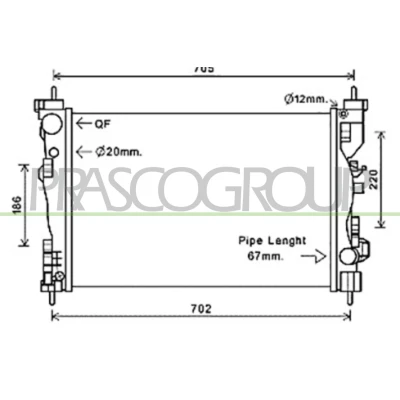 Billede af PRASCO AA344R001 Radiator Aluminium 610 405 26 med lynkobling