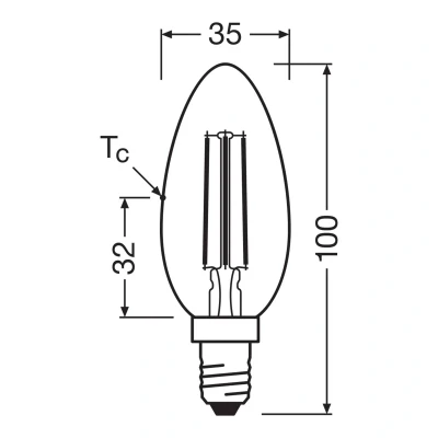 Billede af OSRAM LED Candle Filament E14 2,2W 2700K 470lm 2 pak