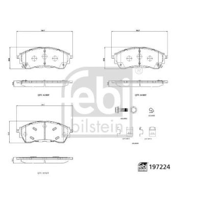 Billede af FEBI BILSTEIN 197224 Bremseklodser foraksel med akustisk advarsel for slid FORD: Ranger Mk3 (TKE) 2.5 i 4x4, 3.2 TDCi, Flex, 2.0 EcoBlue 4x4