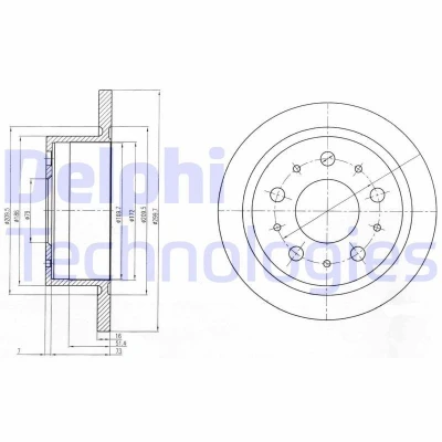 Billede af DELPHI BG4062 Bremseskiver 300 16 5 fuldstændigt olieret ubehandlet uden hjullejer, ABS sensorring FIAT: Ducato III Ladvogn / Chassis