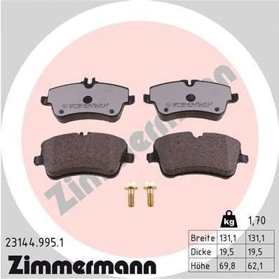 Billede af ZIMMERMANN 23144.995.1 Bremseklodser Forberedt til slidindikator med skruer Billede svarer leveringsomfang MERCEDES BENZ: CLK Coupe