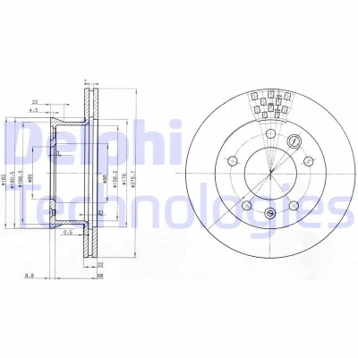 Billede af DELPHI BG3236 Bremseskiver 276 22 5 ventileret olieret ubehandlet uden hjullejer, ABS sensorring MERCEDES BENZ: Sprinter 3 T Bus