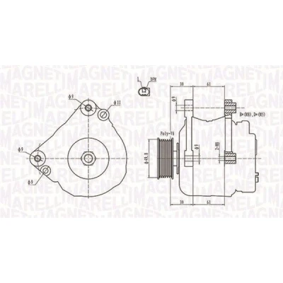 Billede af MAGNETI MARELLI 063731729010 Generator 12V 110A VOLKSWAGEN: Polo V Hatchback, IV Caddy 3, SKODA: Fabia 1 Combi, Octavia II Hatchback