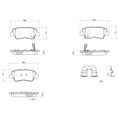Billede af BREMBO P 30 158 Bremseklodser med akustisk advarsel for slid stempelklips, anti knirke plade tilbehør KIA: Niro II (SG2) EV 2022