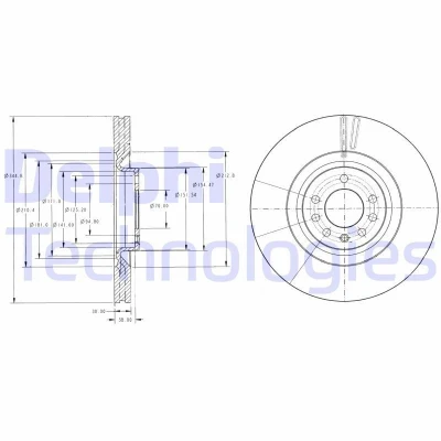Billede af DELPHI BG9098 Bremseskiver 345 30 5 ventileret olieret ubehandlet uden hjullejer, ABS sensorring SAAB: 9 3 Stationcar, Sedan