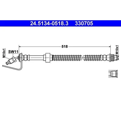 Billede af ATE 24.5134 0518.3 Bremseslange 518 M10x1