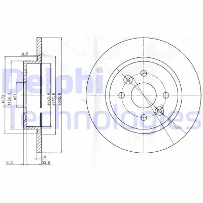 Billede af DELPHI BG3804 Bremseskiver 261 10 4 fuldstændigt olieret ubehandlet uden hjullejer, ABS sensorring