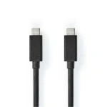 Billede af USB kabel 3.2 Gen 2x2 C Han 100 W 4K@60Hz 20 Gbps Nikkelplateret 2.00 m Runde PVC Sort Label