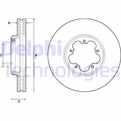 Billede af DELPHI BG9150 Bremseskiver 288 33 5 ventileret olieret ubehandlet uden hjullejer, ABS sensorring FORD: Tourneo Custom V362 Bus