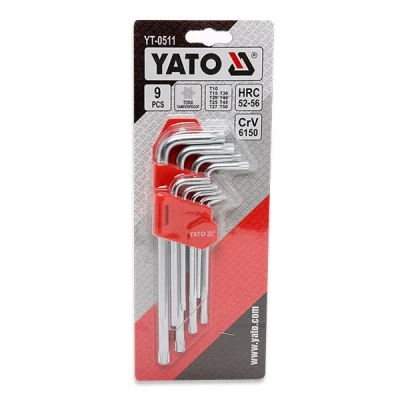 Billede af YATO YT 0511 Vinkelskruetrækkersæt T10 T50 Krom vanadium stål 9