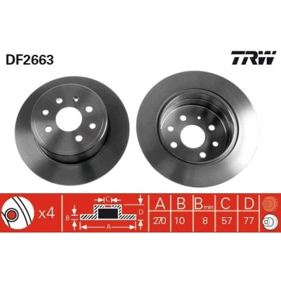 Billede af TRW DF2663 Bremseskiver 270 10 4 100 fuldstændigt lakeret OPEL: Vectra A Sedan, Calibra A, CC