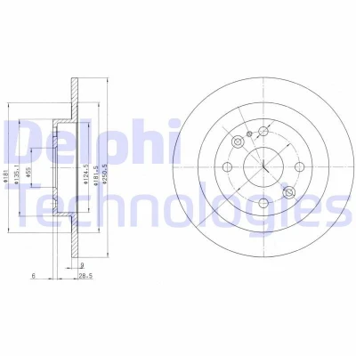 Billede af DELPHI BG2805 Bremseskiver 251 9 4 fuldstændigt olieret ubehandlet uden hjullejer, ABS sensorring MAZDA: MX 5 2, I, 3