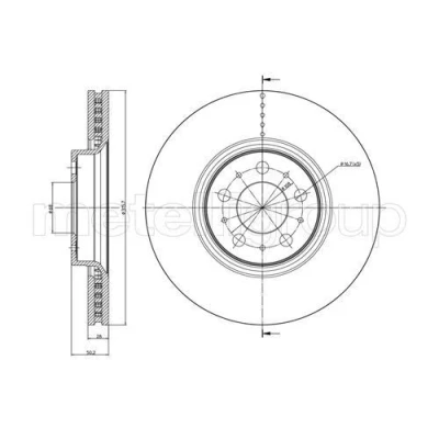 Billede af METELLI 23 0847C Bremseskiver 316,0 28,0 5 68,0 ventileret lakeret VOLVO: S60 I, XC90 I