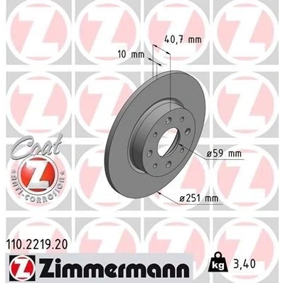 Billede af Bremseskive ZIMMERMANN 110.2219.20