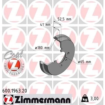 Billede af Bremsetromle ZIMMERMANN 600.1963.20