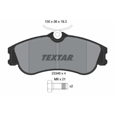 Billede af TEXTAR 2334602 Bremseklodser Ikke forberedt til slidindikator med bremsecaliperskruer PEUGEOT: 206 Hatchback, Partner II Van, SW