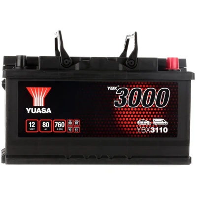 Billede af YUASA YBX3000 YBX3110 Starterbatteri 12V 80Ah 760A FORD: S Max Mk1, FIESTA 6, Transit Connect V408 Van, VOLVO: XC60 I, V60 V70 2, BMW: 3 Touring