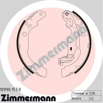 Billede af ZIMMERMANN 10990.157.0 Bremsebakker 229 42 med arm, Billede svarer til leveringsomfang DACIA: Duster SUV, II