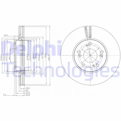 Billede af DELPHI BG4119 Bremseskiver 282 25 5 ventileret olieret ubehandlet uden hjullejer, ABS sensorring HONDA: FR V