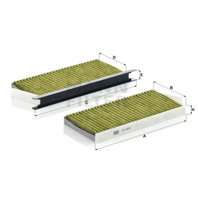 Billede af MANN FILTER FP 2418 2 Kabinefilter RENAULT: MASTER 3 Kasten, 3, Kangoo II Express, MERCEDES BENZ: Citan Van