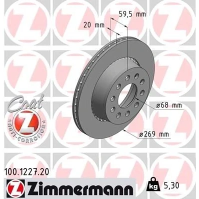 Billede af Bremseskive ZIMMERMANN 100.1227.20