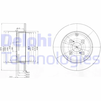 Billede af DELPHI BG3974 Bremseskiver 279 9 4 fuldstændigt olieret ubehandlet uden hjullejer, ABS sensorring TOYOTA: Corolla IX Hatchback