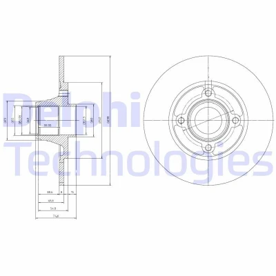 Billede af DELPHI BG9033RS Bremseskiver 238 8 4 fuldstændigt olieret ubehandlet med hjulleje, ABS sensorring