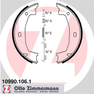 Billede af ZIMMERMANN 10990.106.1 Håndbremseklodser Billede svarer til leveringsomfang, med fjeder BMW: 3 Sedan, Touring, 1 Hatchback