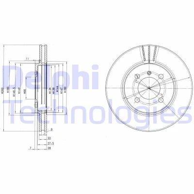 Billede af DELPHI BG2347 Bremseskiver 260 22 4 ventileret olieret ubehandlet uden hjullejer, ABS sensorring BMW: 3 Sedan, Touring, Cabriolet