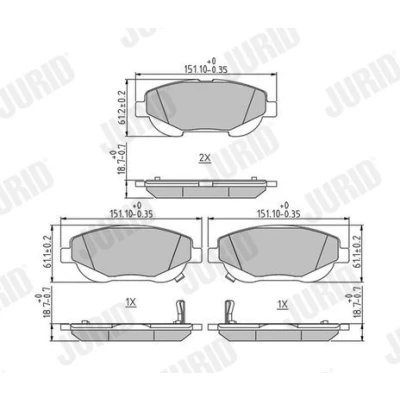 Billede af JURID 573631J Bremseklodser med akustisk advarsel for slid TOYOTA: Avensis III Stationcar, Verso, Sedan