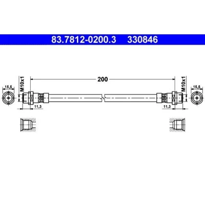 Billede af ATE 83.7812 0200.3 Bremseslange 200 AUDI: 80 B4 Sedan