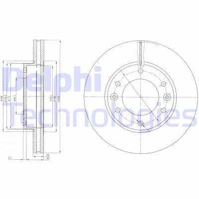 Billede af DELPHI BG4137 Bremseskiver 300 28 6 ventileret olieret ubehandlet uden hjullejer, ABS sensorring KIA: CARNIVAL / GRAND 3